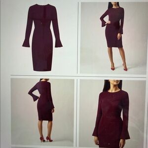 Hobbs London Deep Magenta Long Sleeve Dress